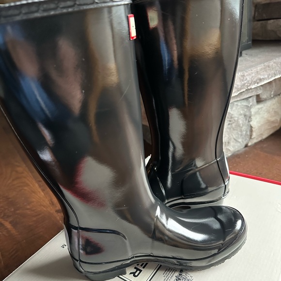 Hunter Original Gloss Tall Black Rain Boots Big Kids UK 1 US 2B/3G EU 33 - Picture 7 of 10